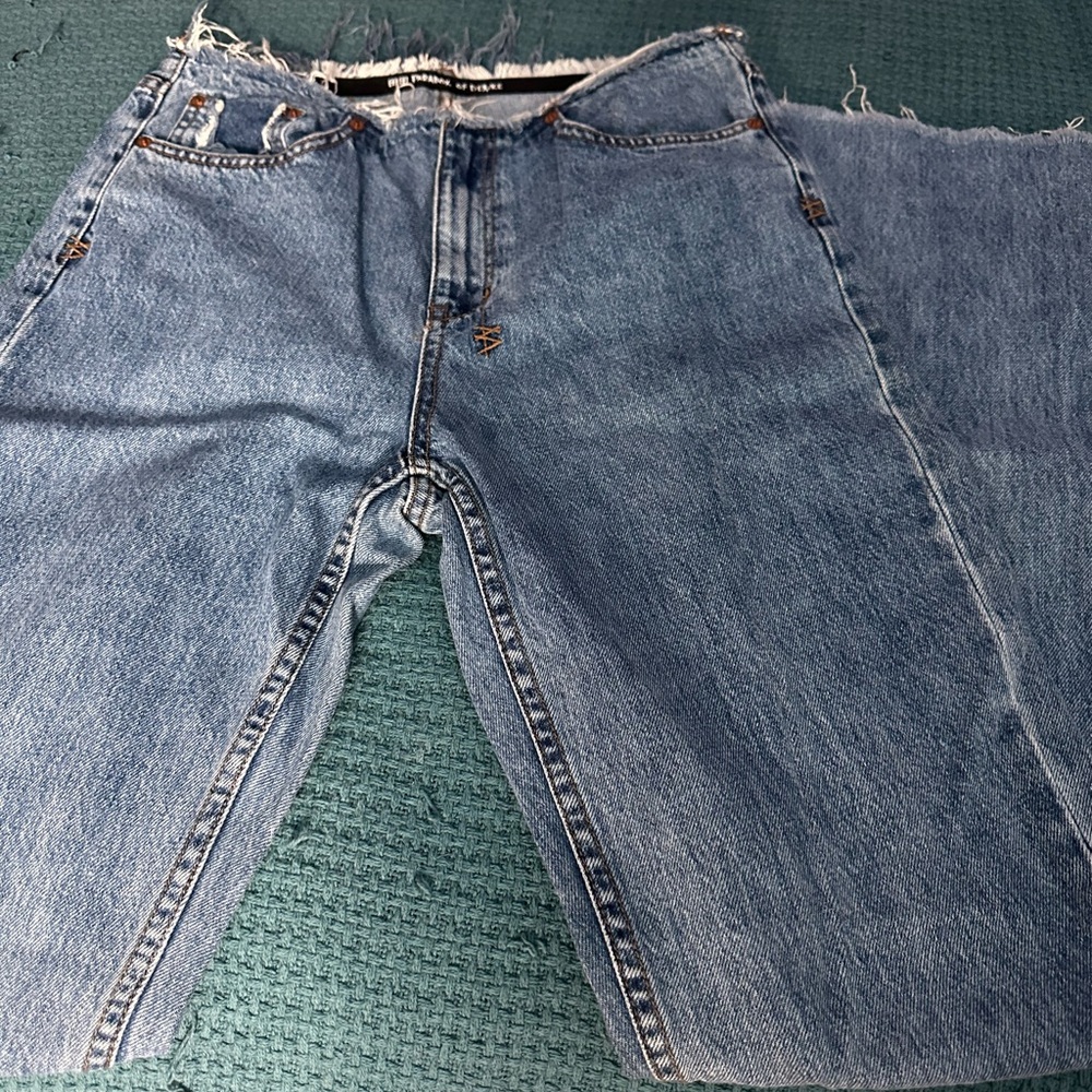 Ksubi Distressed Blue Straight Leg Jeans (xl long, stacky)